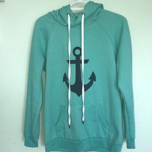 Teal anchor hoodie